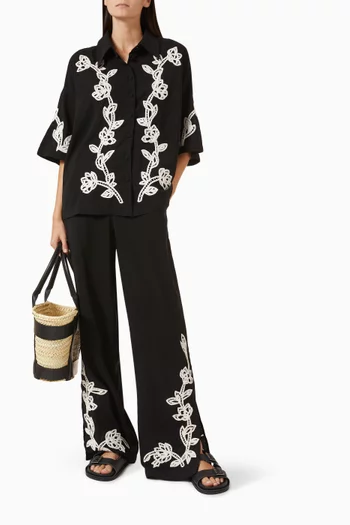 Daha Floral-embroidered Oversized Shirt