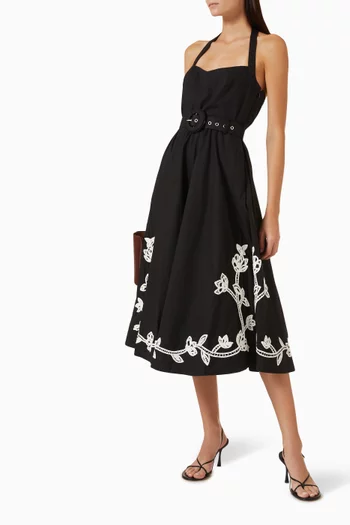 Daha Floral-embroidered Halter Dress