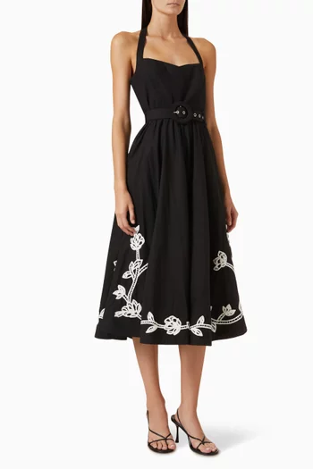 Daha Floral-embroidered Halter Dress