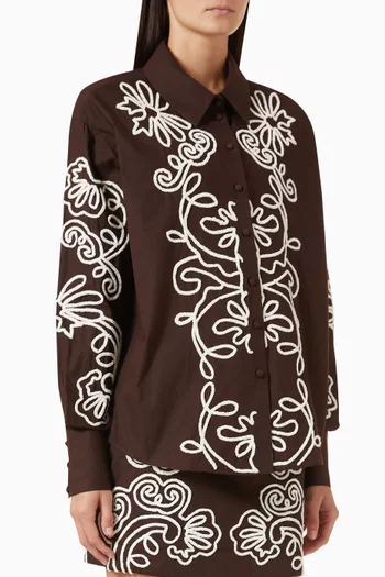 Liaya Floral-embroidered Oversized Shirt