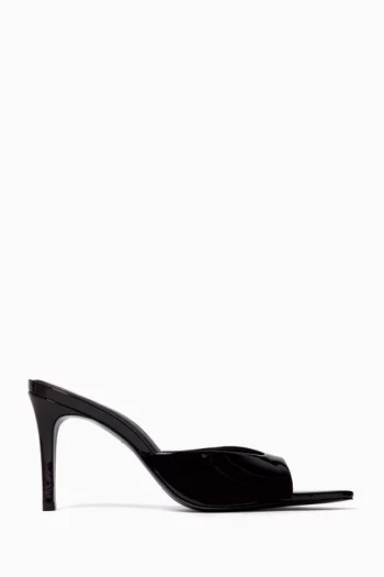 حذاء بريا مفتوح من الخلف بكعب 80 مم جلد لامع