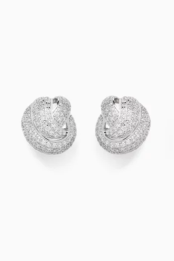 Knot Crystal Earrings in Plated Silver