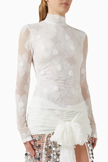 Nives Turtleneck Top in Lace
