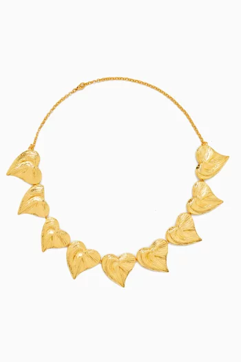 Solid Hearts Choker in 24kt Gold-plated Brass