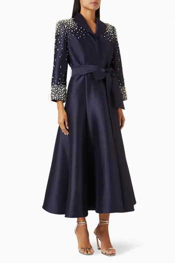 Pearl-embellished Coat Dress