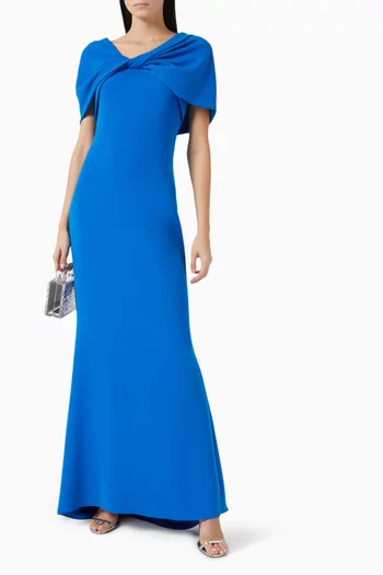 Twist Drape Gown in Stretch Crepe