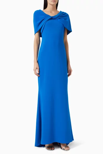 Twist Drape Gown in Stretch Crepe