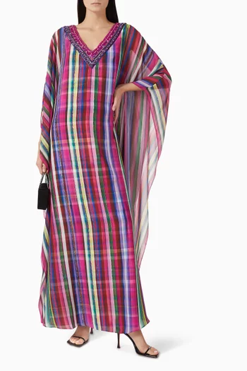 Embellished Striped Kaftan in Georgette