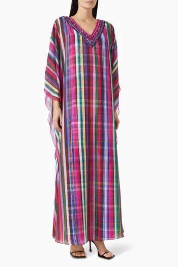 Embellished Striped Kaftan in Georgette