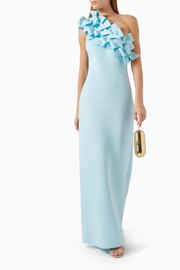 3D Bow One Shoulder Maxi Gown