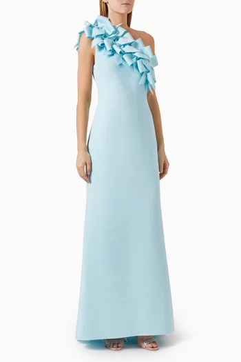 3D Bow One Shoulder Maxi Gown