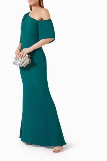 Wrap-shoulder Gown