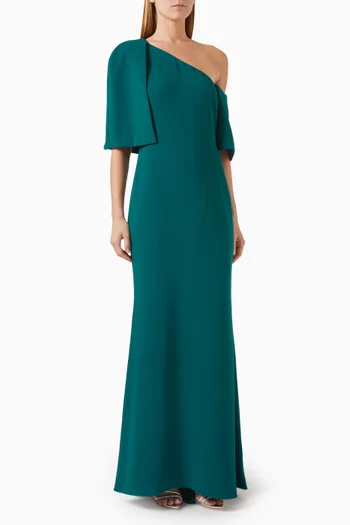 Wrap-shoulder Gown