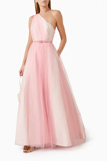 One-shoulder Maxi Dress in Tulle