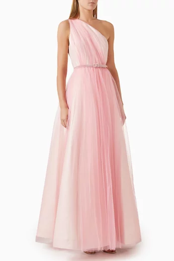 One-shoulder Maxi Dress in Tulle