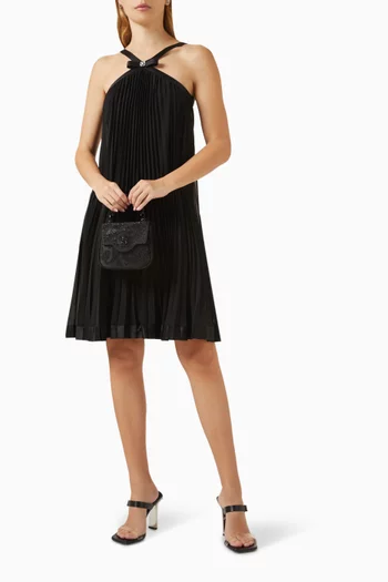 Open-collar Pleated Dress