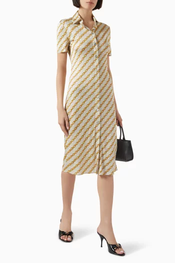 Chain Stripes Midi Shirt Dress