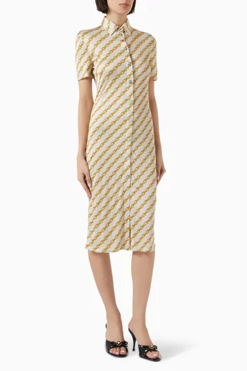Chain Stripes Midi Shirt Dress