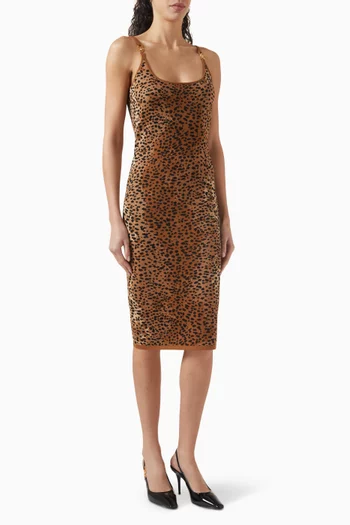 Leopard-jacquard Midi Dress in Cotton