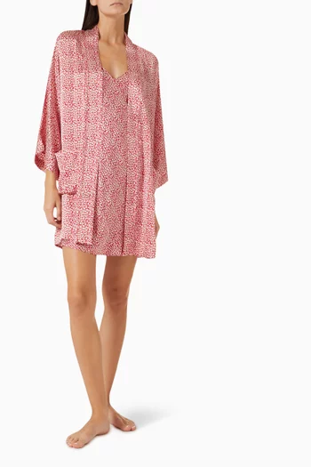 Inez Printed Short Robe in Silk