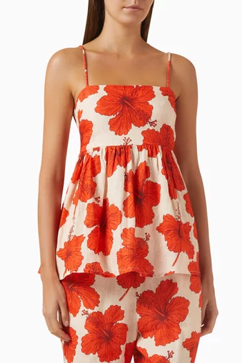 Ivy Printed Top in Linen