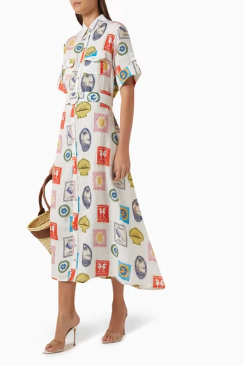 Memento Belted Shirt Dress in Linen