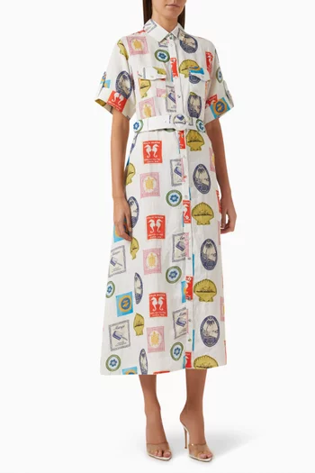 Memento Belted Shirt Dress in Linen