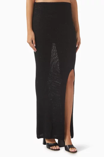 Carolina Split Maxi Skirt in Sequin Knit