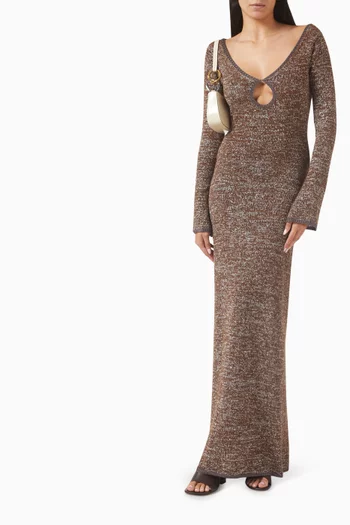 Fiona Keyhole Maxi Dress in Sequin-knit