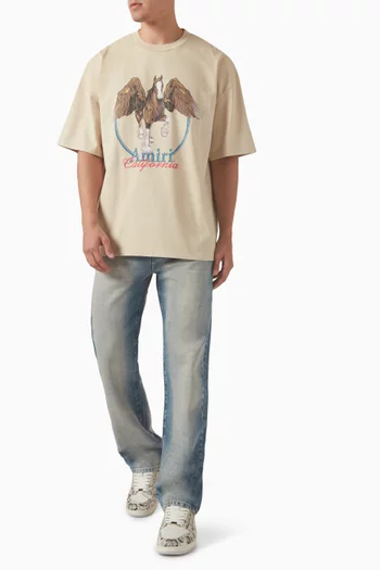 تي شيرت بيجاسوس بتصميم فينتج بلون باهت قطن