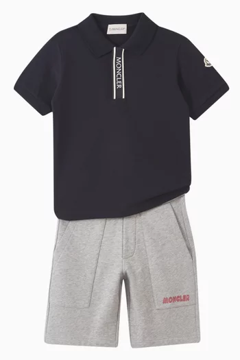 Logo-placket Polo Shirt in Cotton