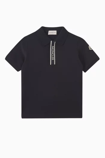 Logo-placket Polo Shirt in Cotton