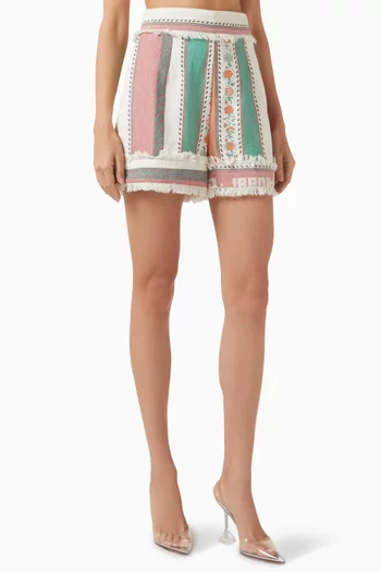 Botanico Logo Fringe Shorts in Cotton