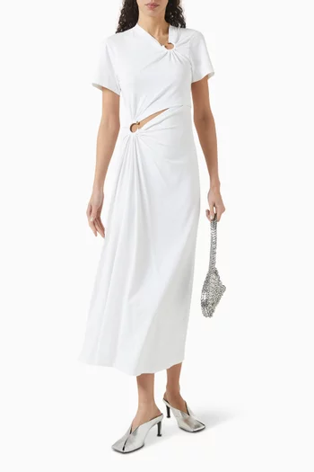 فستان طويل بحلية دائرية جيرسيه