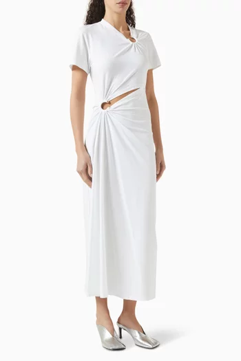 فستان طويل بحلية دائرية جيرسيه