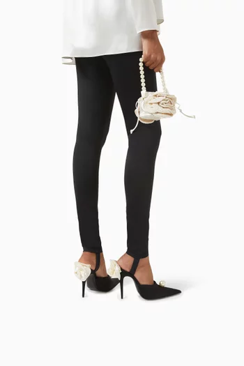 Point-toe 110 Flower Mules in Satin