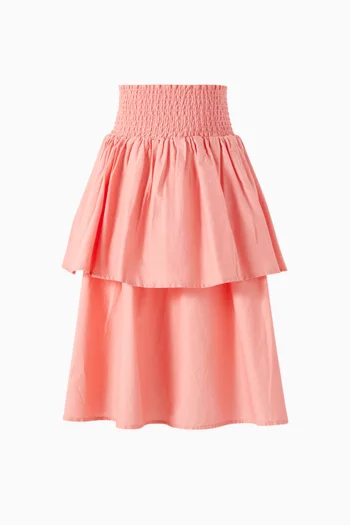 تنورة برينا متوسطة الطول بطبقات متعددة قطن بوبلين