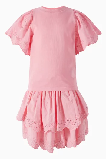 تنورة بريانا بتطريز إنجليزي قطن بوبلين عضوي