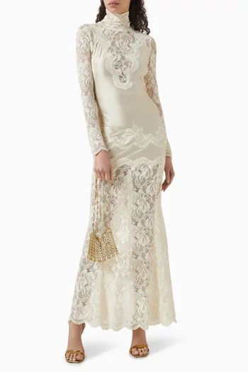 Panel Maxi Dress in Lace & Jersey
