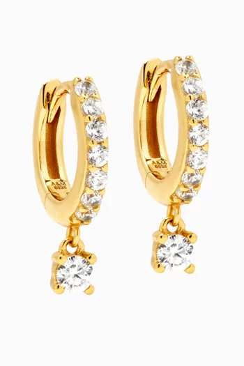 أقراط هاجي بحلي مرصعة بالكريستال فضة إسترلينية مطلية ذهب عيار 18