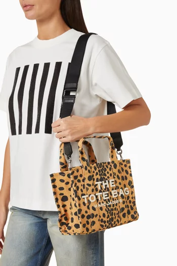 The Small Tote Bag in Cheetah-print Canvas