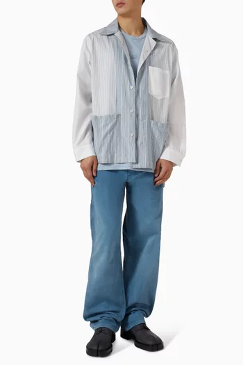 Patchwork Pinstripe Shirt in Cotton-blend