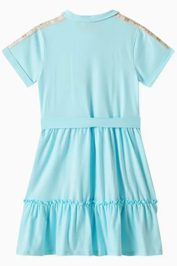 Embroidered Ruffle Dress in Cotton