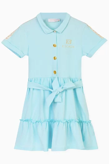 Embroidered Ruffle Dress in Cotton