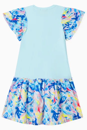 Graphic Logo Dress in Cotton