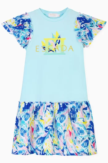 Graphic Logo Dress in Cotton