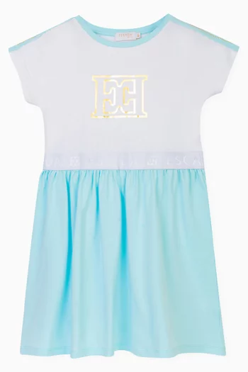 Logo Print Dress in Cotton