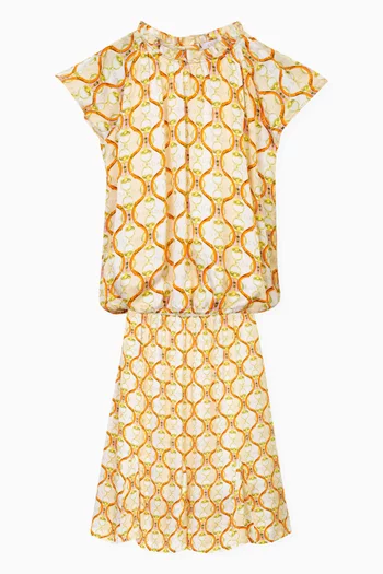 Printed Midi Skirt in Viscose