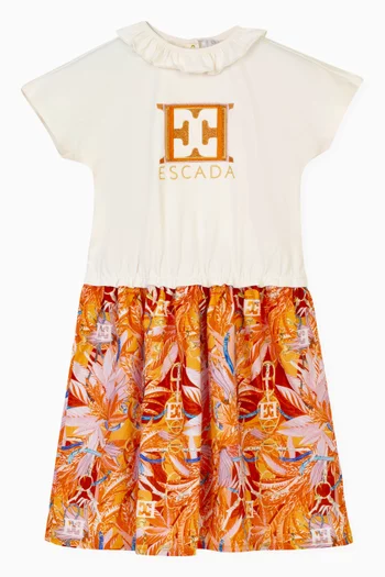 Logo Flared Dress in Cotton Blend
