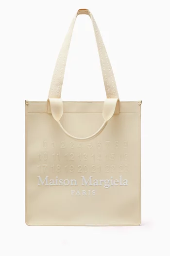 Cabas Vertical Shopping Bag in Toile Fabric & Leather